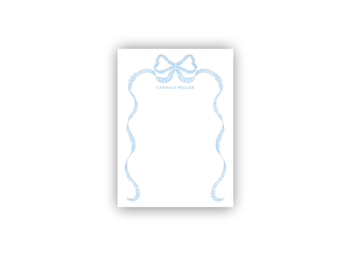 Large Gingham Bow personalized notecards