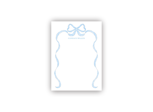 Large Gingham Bow personalized notecards