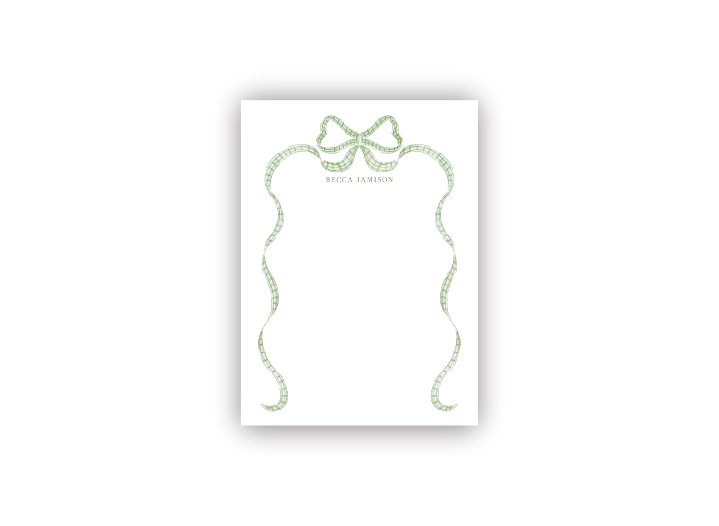 Large Gingham Bow personalized notecards