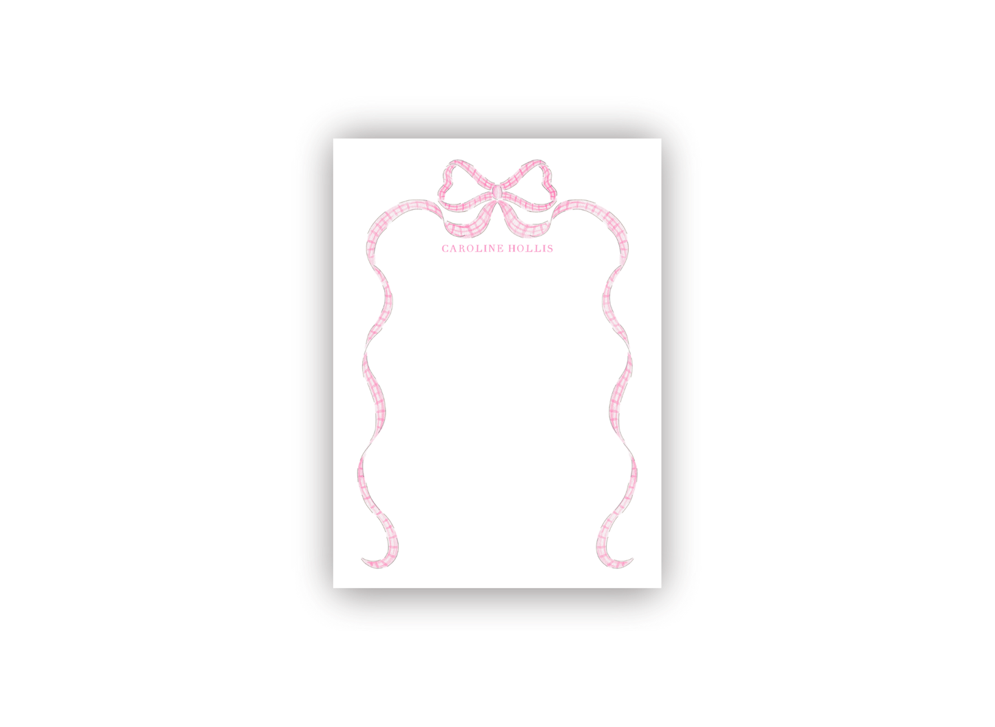 Large Gingham Bow personalized notecards
