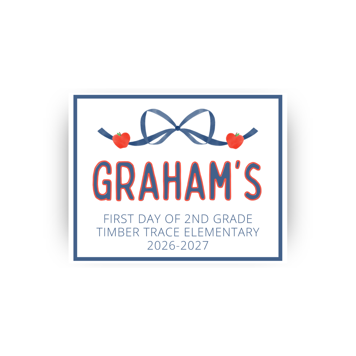 Navy Bow and Apples first/last day signs