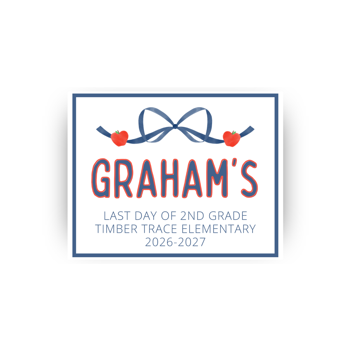 Navy Bow and Apples first/last day signs