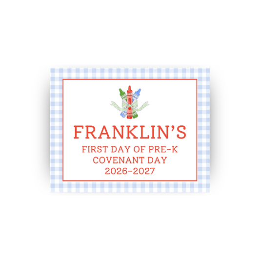 Crayon Bundle and Bow Gingham first/last day of school signs