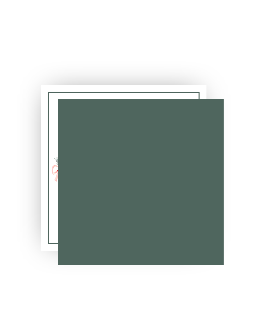 Pine Cone and Green Square Personalized Christmas Card
