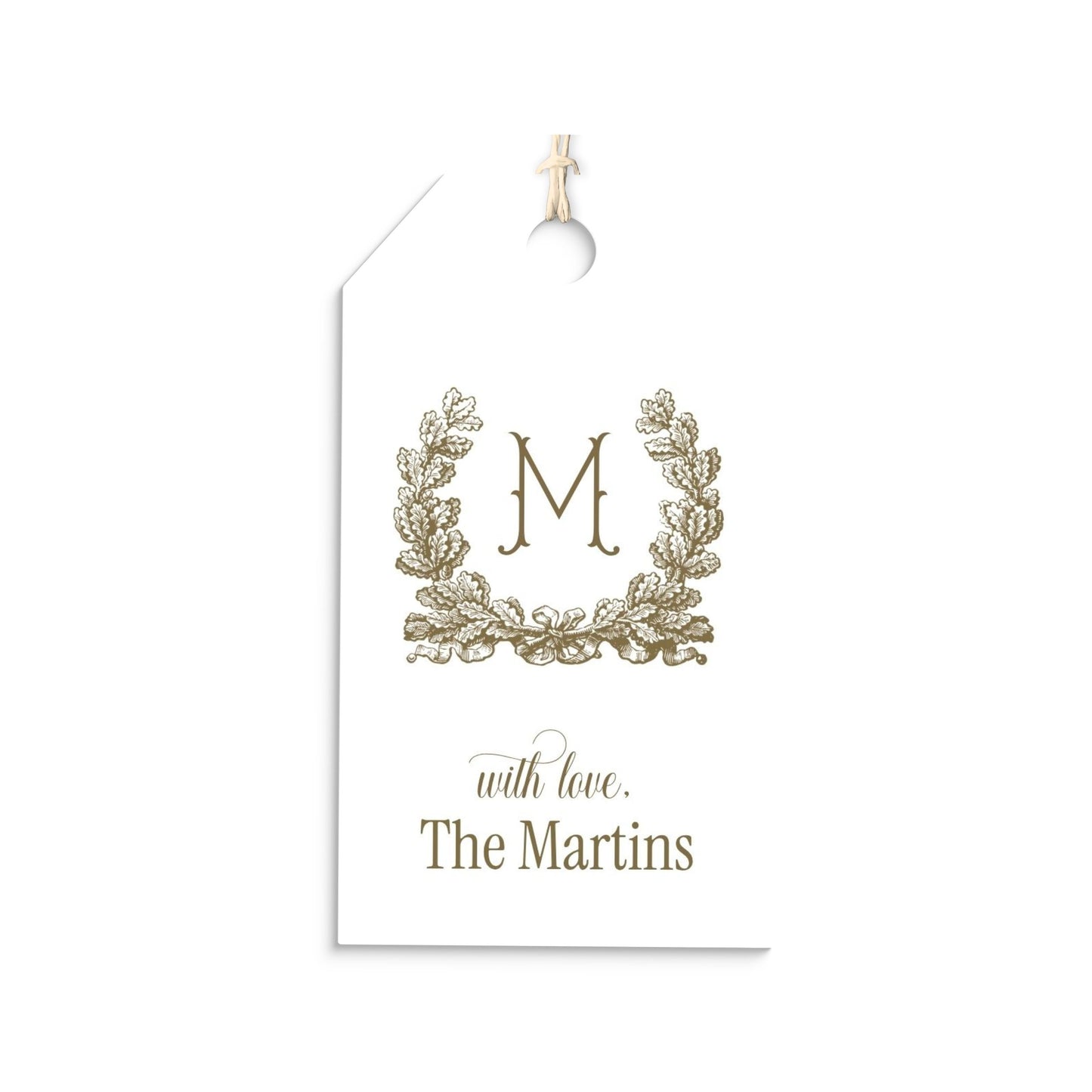 Oak Wreath Gift Tags with Initial
