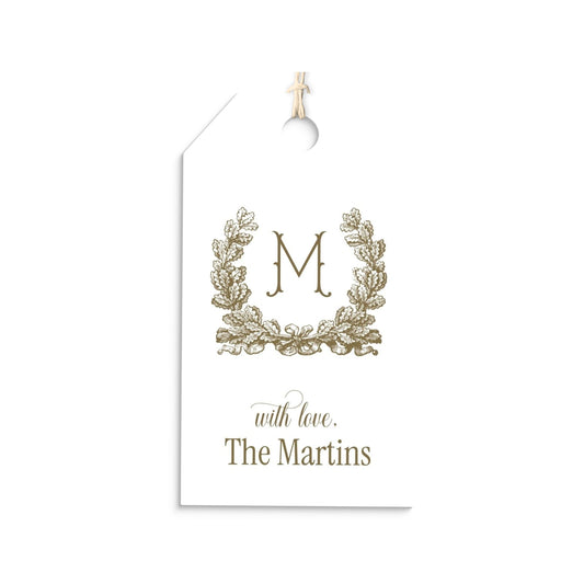 Oak Wreath Gift Tags with Initial