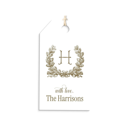 Oak Wreath Gift Tags with Initial