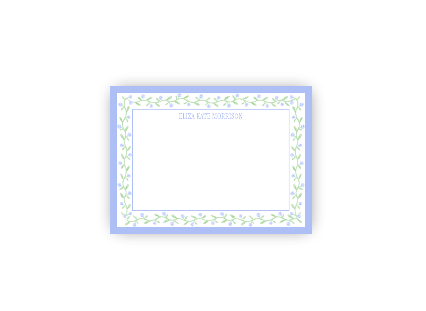 Delicate Blue and Green Floral Personalized Notecards