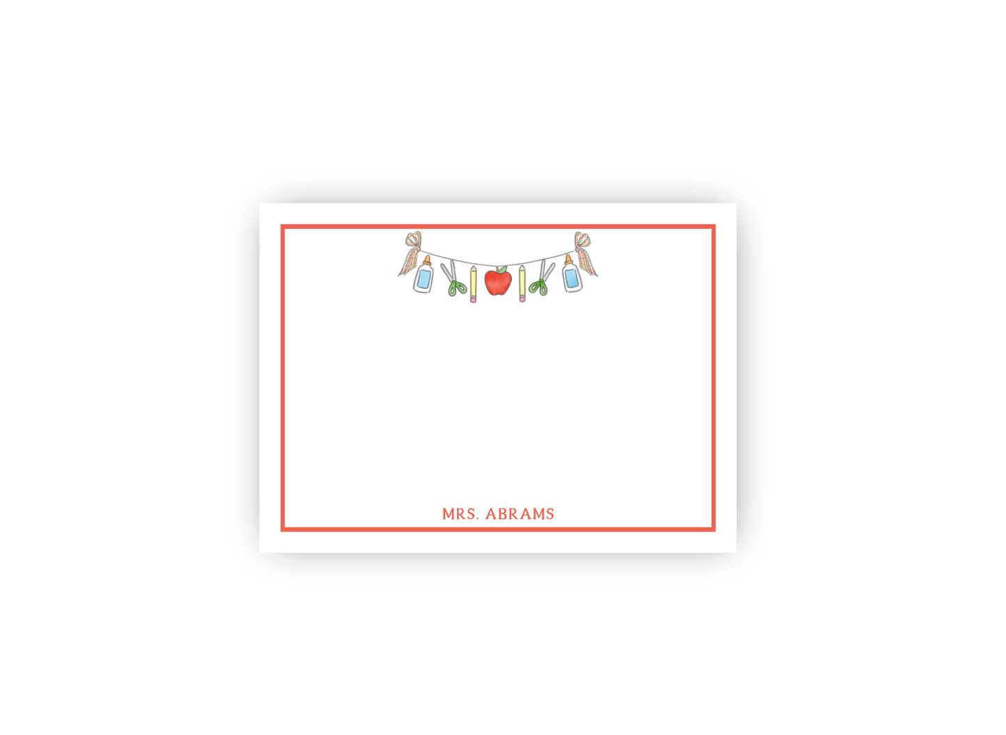School Supply Bunting personalized notecards