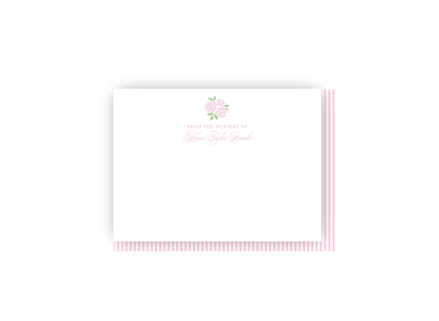Hydrangea and Stripes Nursery Personalized Notecards