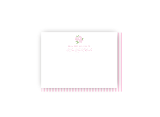 Hydrangea and Stripes Nursery Personalized Notecards