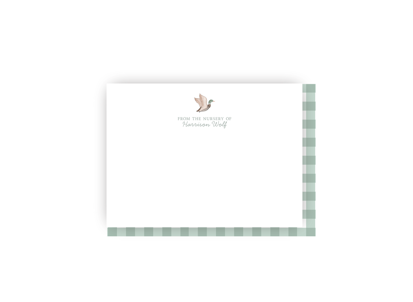 Duck and Gingham Nursery Personalized Notecards
