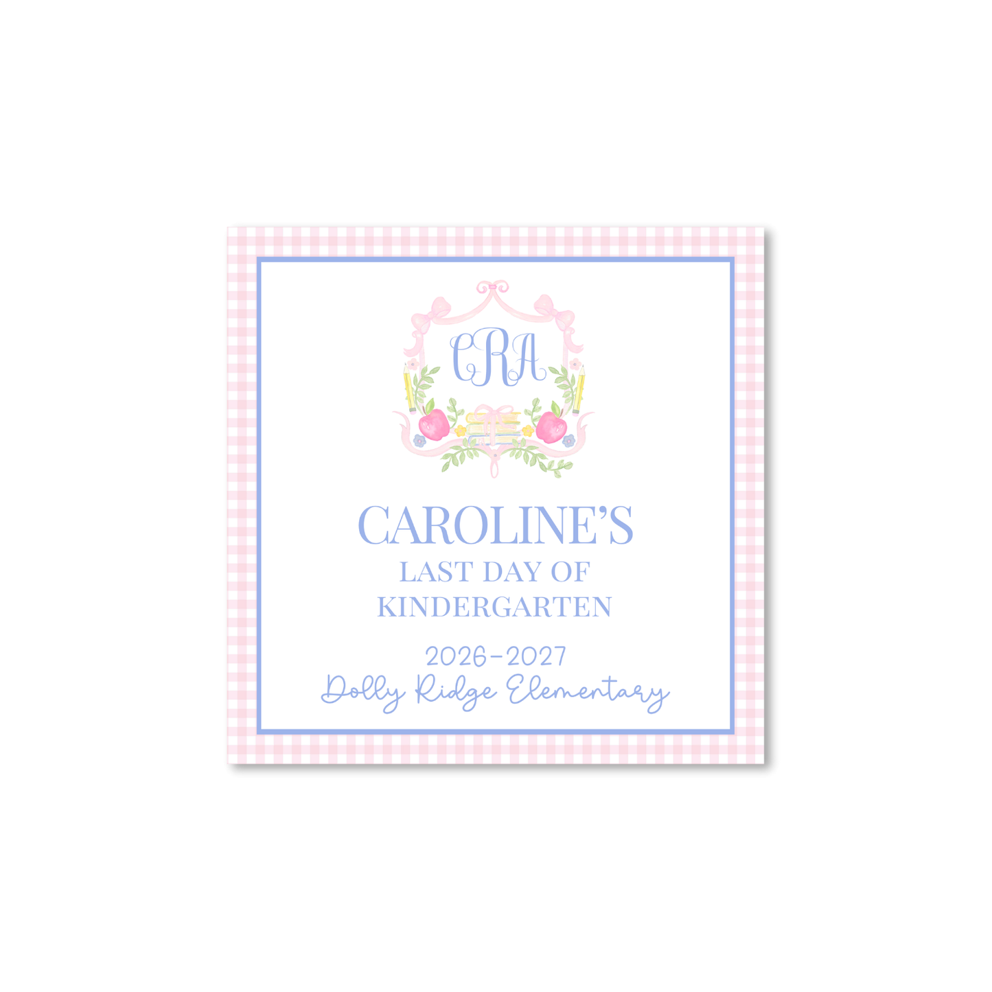 Crest and Apples Monogrammed first/last day signs