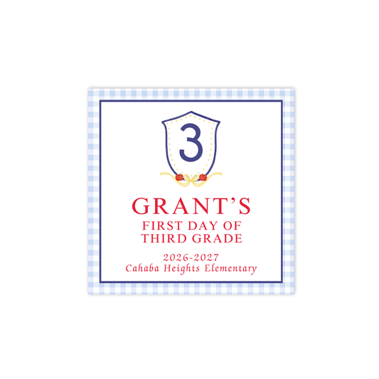 Navy Blue Crest with Apples and Bow first/last day signs