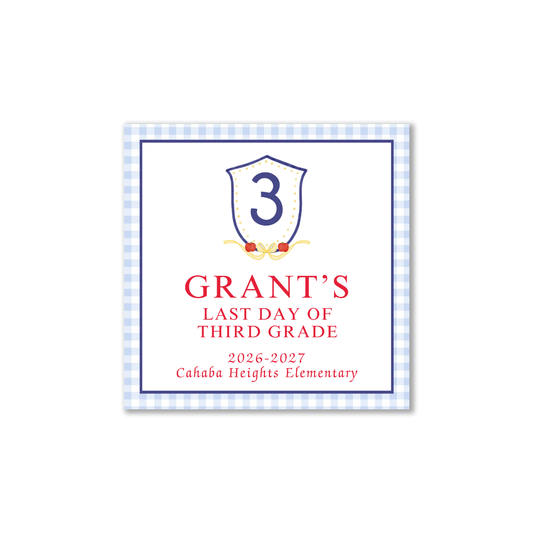 Navy Blue Crest with Apples and Bow first/last day signs