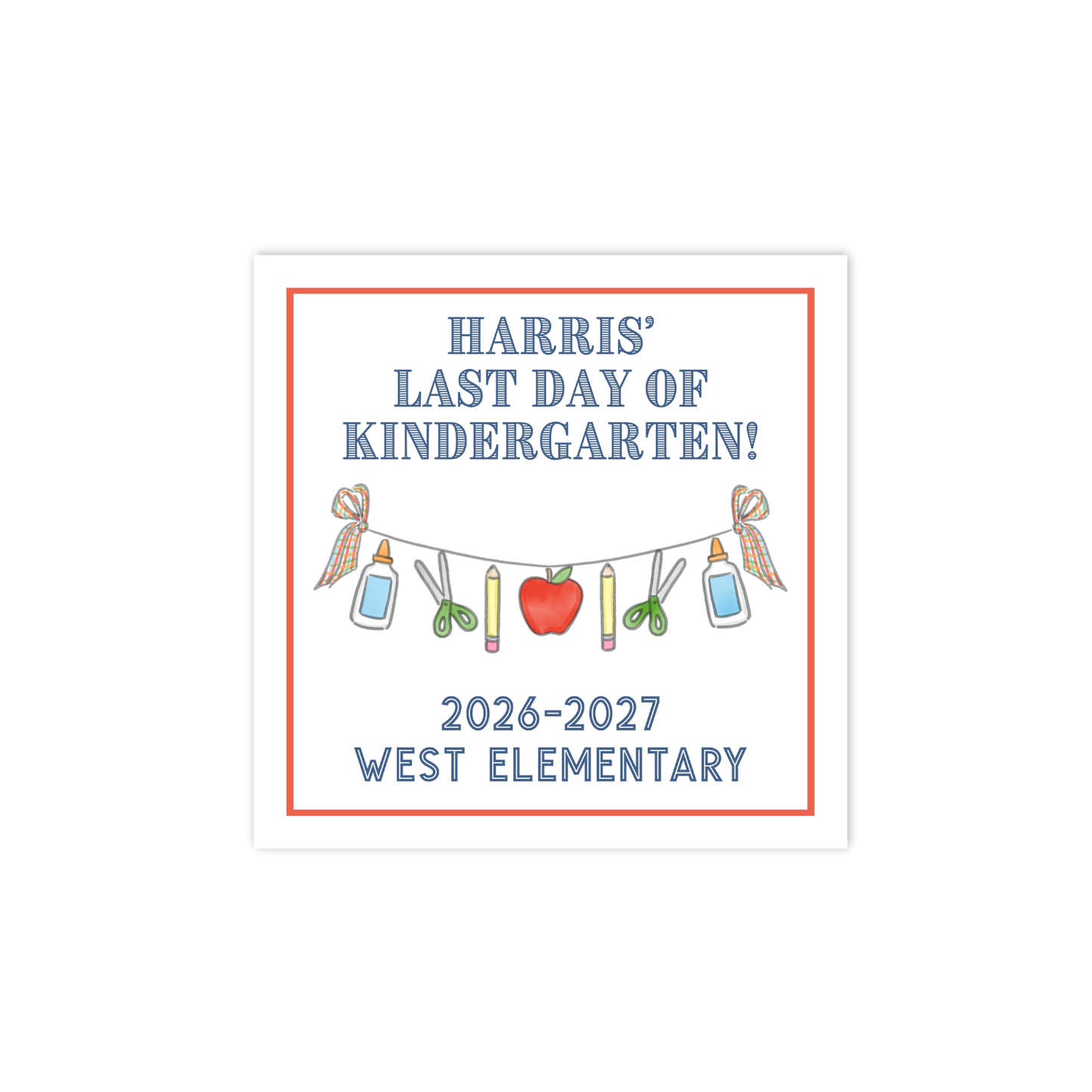 School Supply Navy Bunting First/Last Day signs