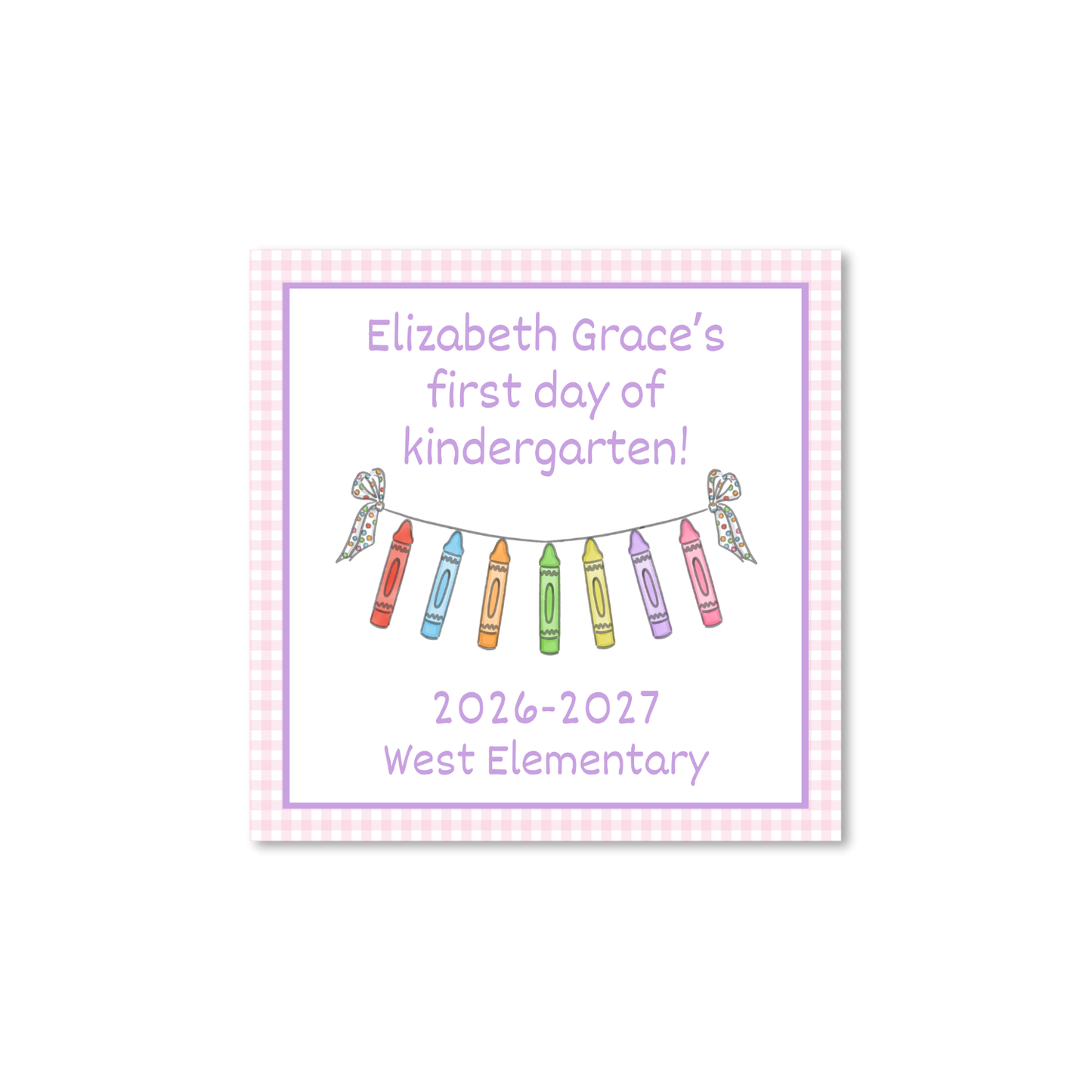School Supply Pink Gingham Bunting first/last day signs