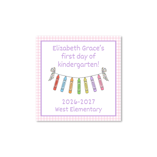 School Supply Pink Gingham Bunting first/last day signs