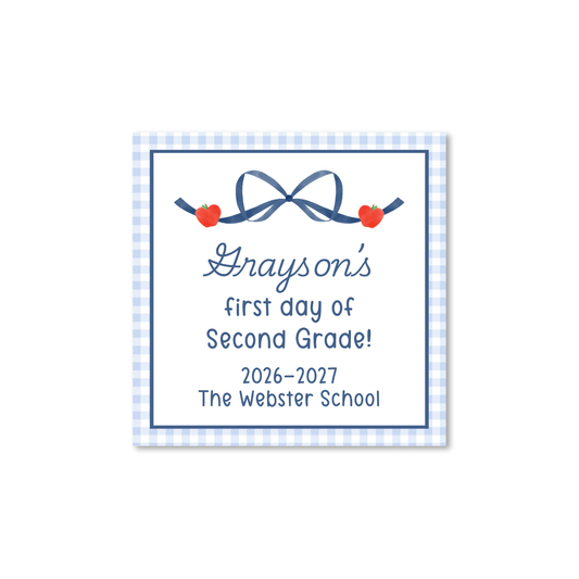 Navy Ribbon and Apples first/last day signs