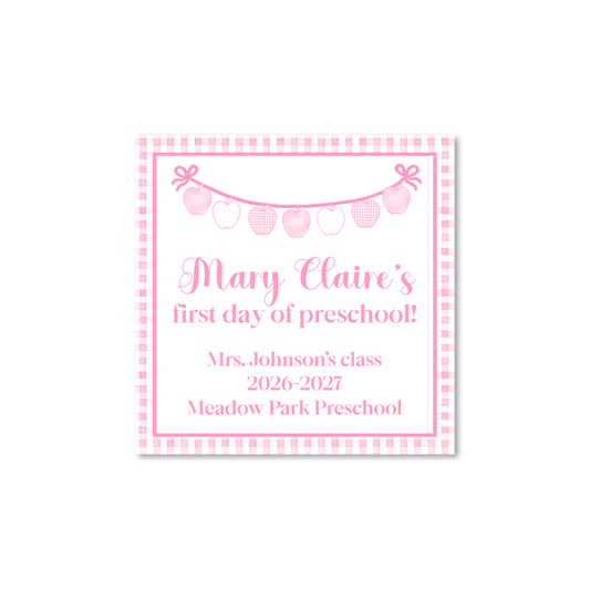 Pink Apple Bunting first/last day signs