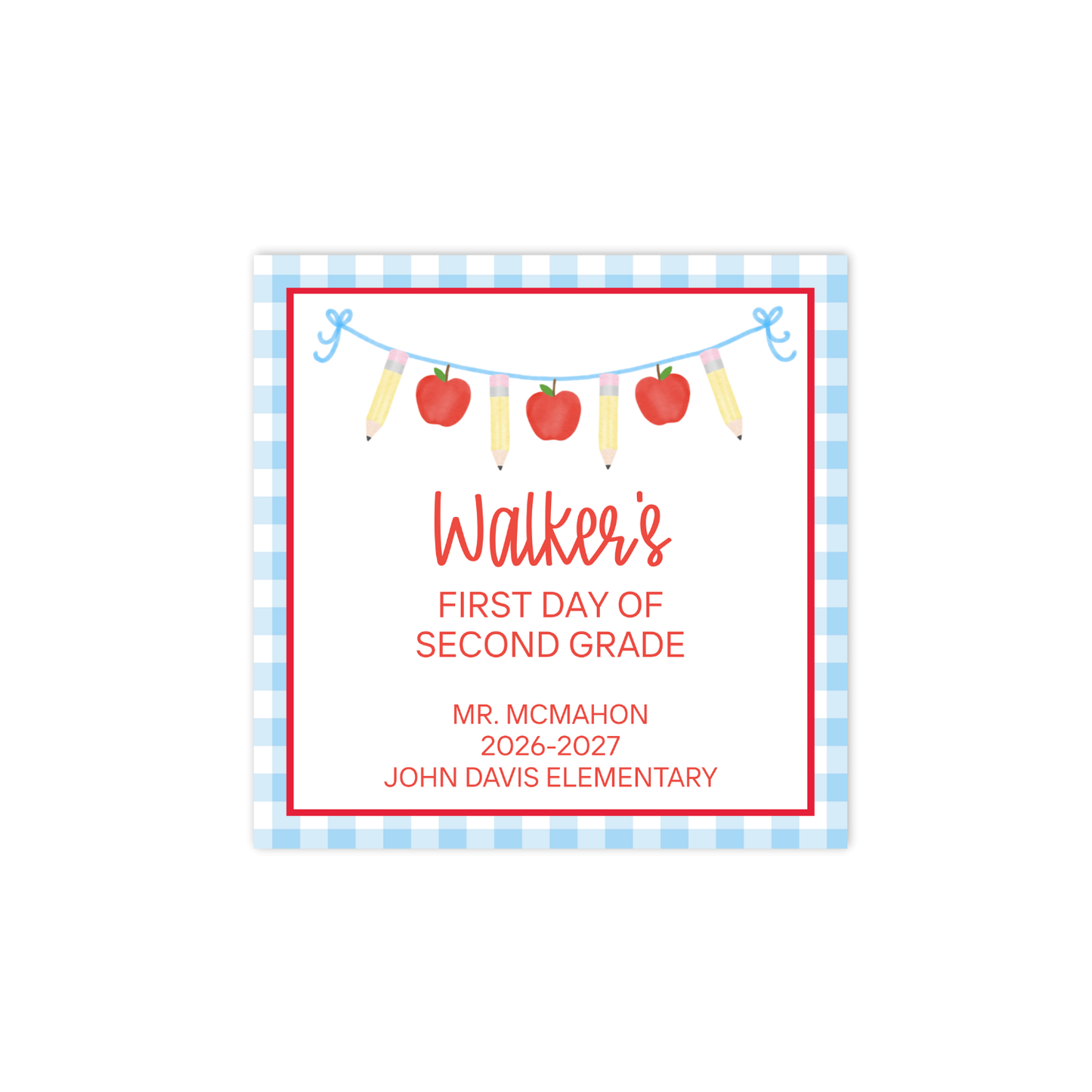 Blue Bunting with Apples first/last day signs