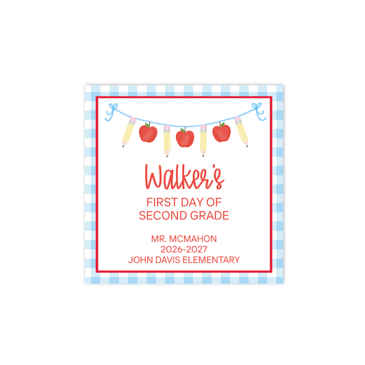 Blue Bunting with Apples first/last day signs