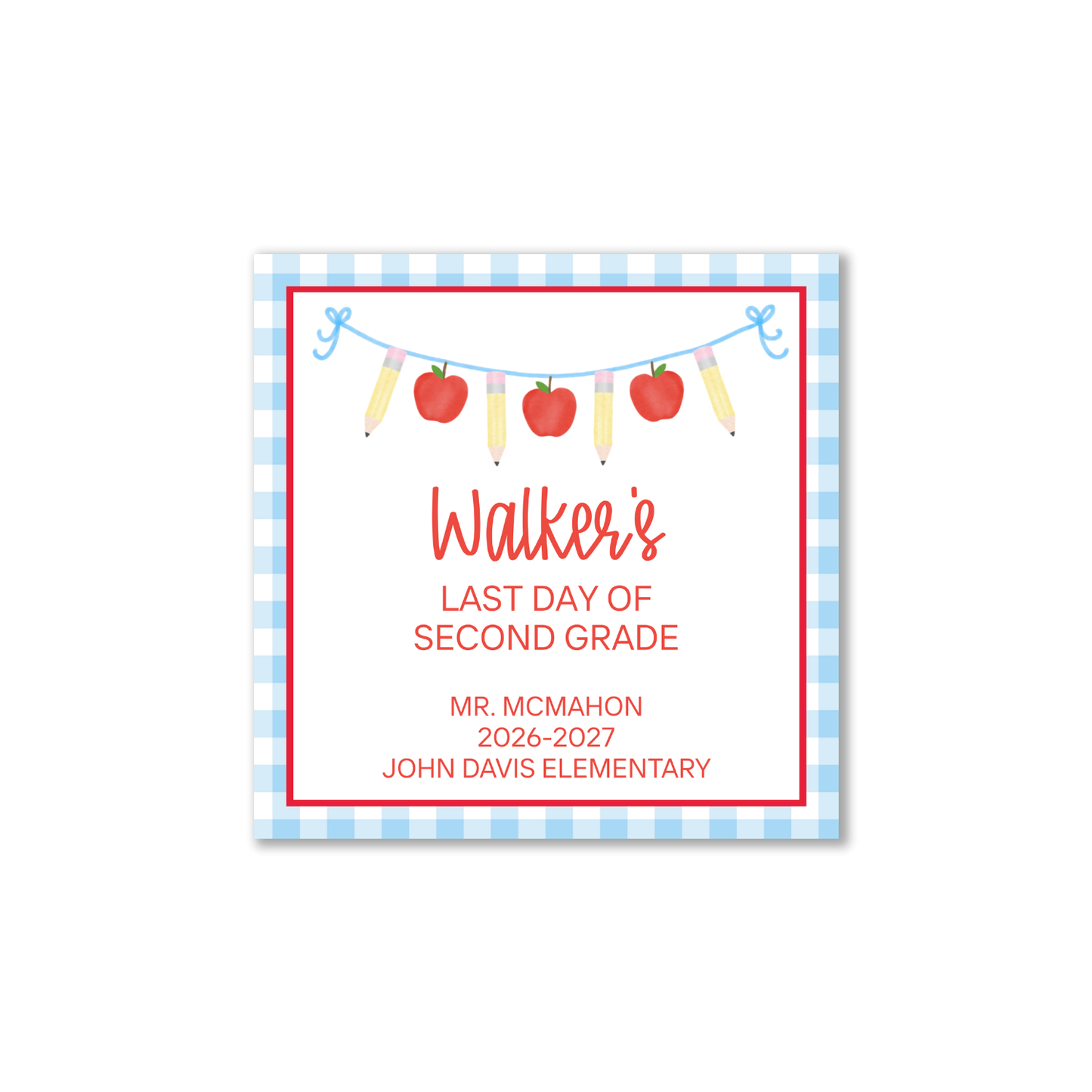 Blue Bunting with Apples first/last day signs