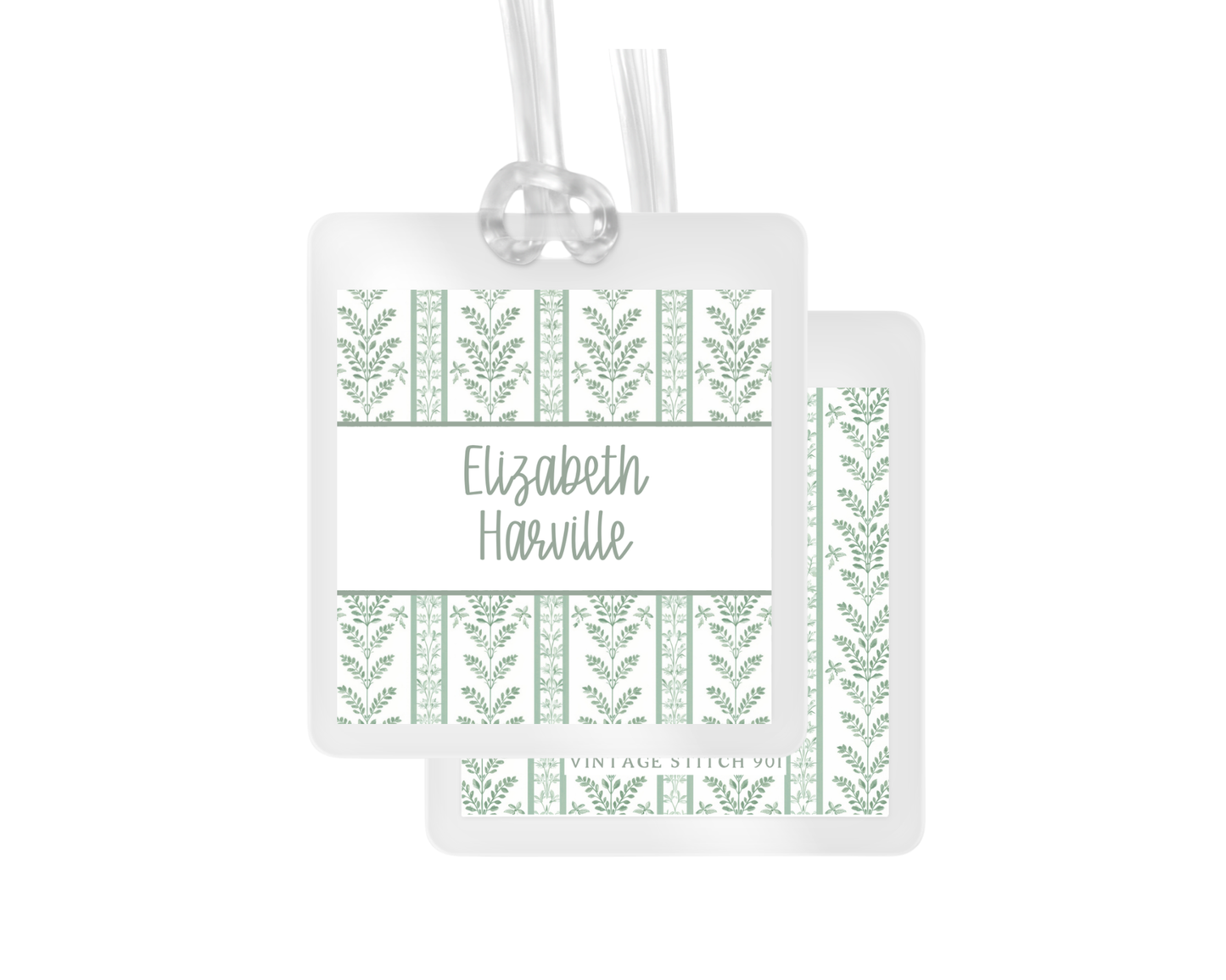 Green Vertical Print personalized bag tags