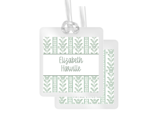 Green Vertical Print personalized bag tags