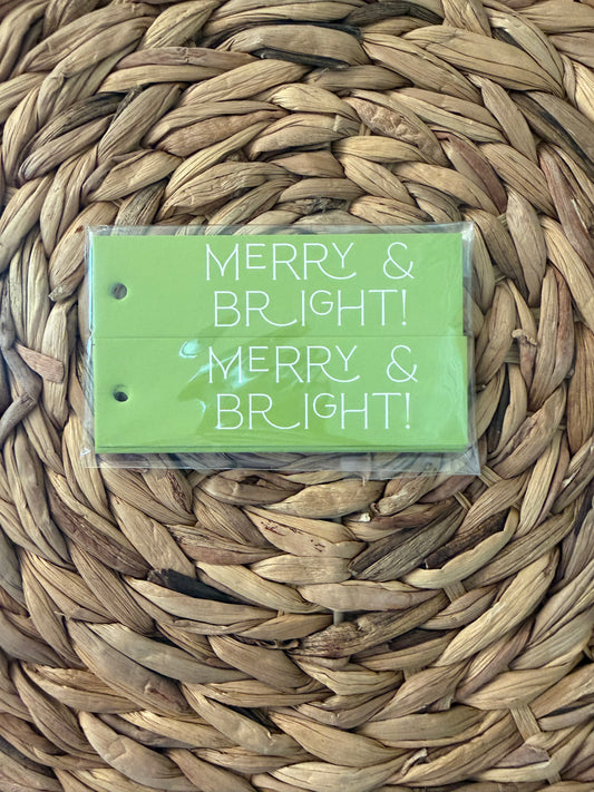 Skinny pack of "MERRY & BRIGHT" non-personalized tags