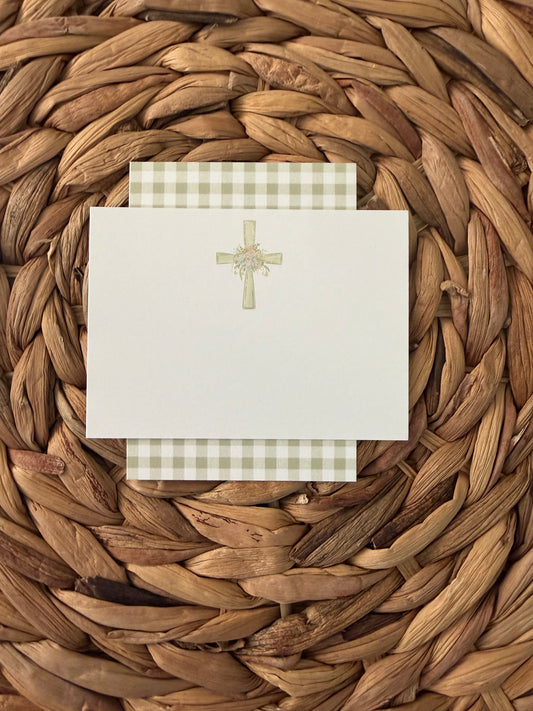Cross and gingham enclosure cards with envelopes