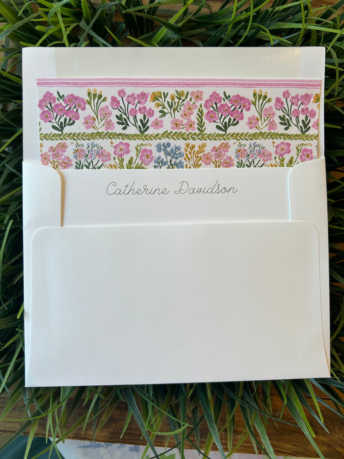 Personalized Notecards with Botanical envelope liner
