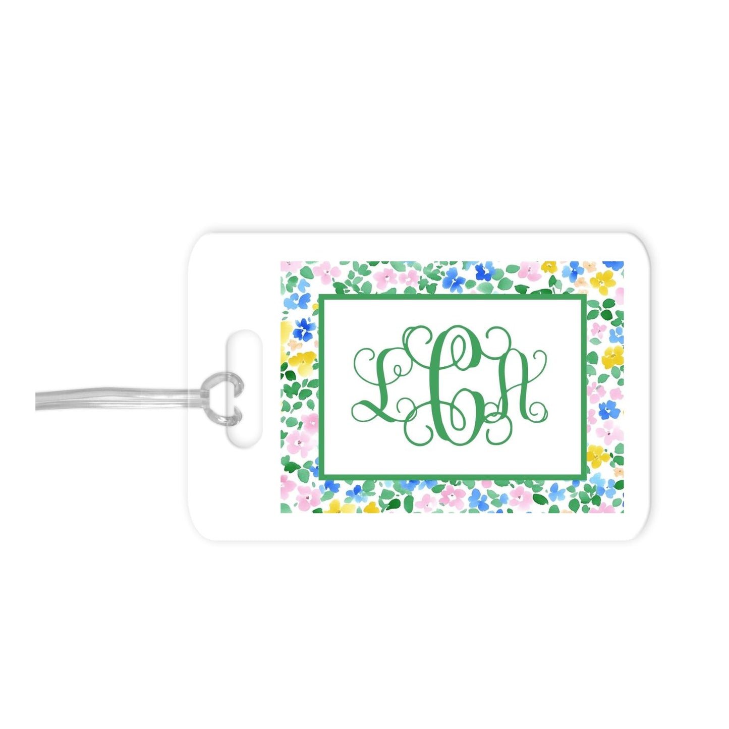 Bright and Happy Floral Monogrammed luggage tag