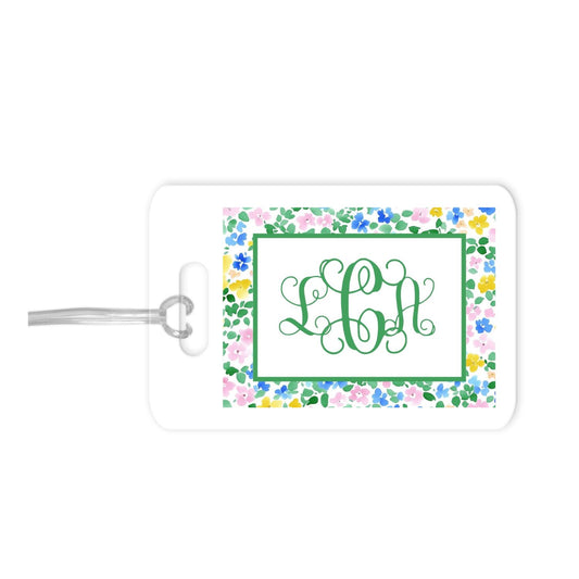 Bright and Happy Floral Monogrammed luggage tag