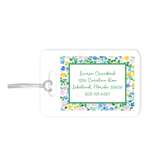 Bright and Happy Floral Monogrammed luggage tag