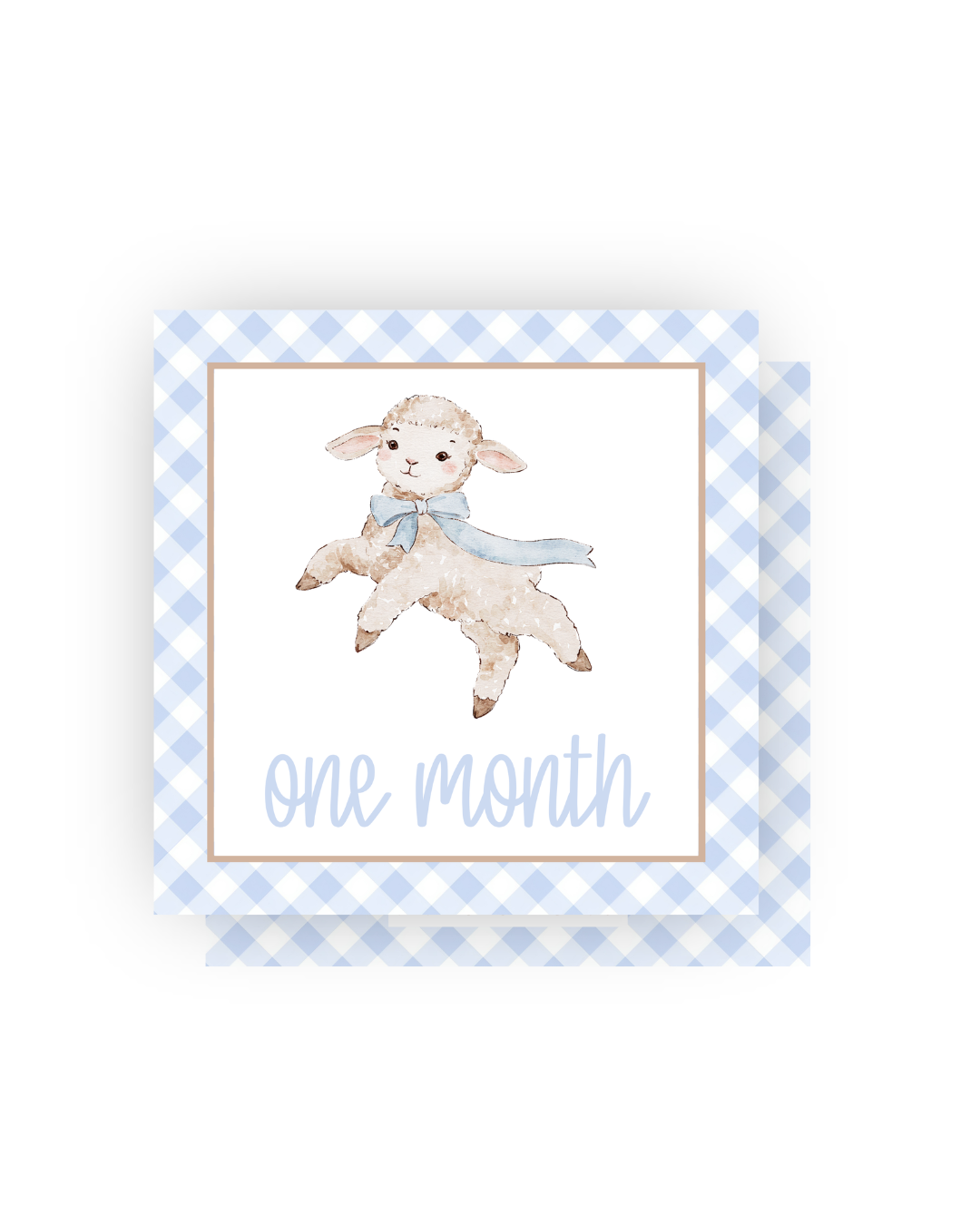 Lamb and blue bow milestone cards