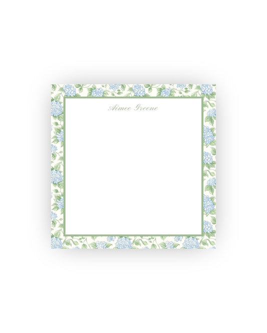 Hydrangea Print Personalized Square Notepad