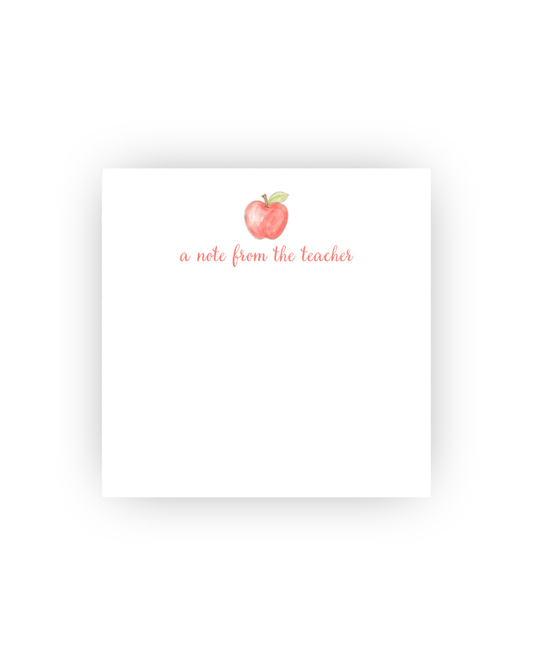 Simple Apple and "A Note from the Teacher" Notepad