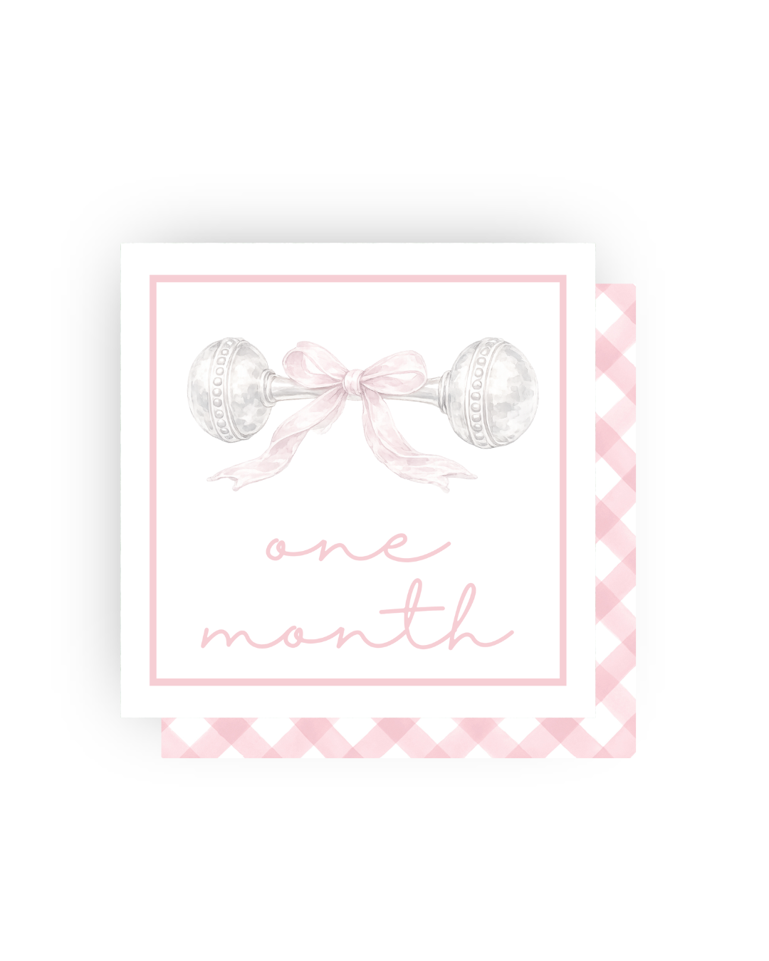 Baby Rattle and Bow Milestone Cards