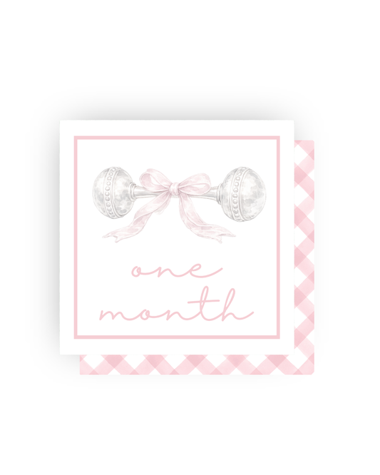 Baby Rattle and Bow Milestone Cards
