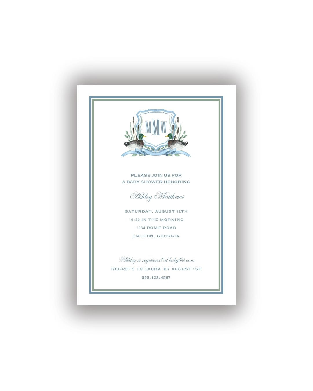 Duck Crest Baby Shower Personalized Invitations