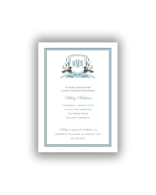 Duck Crest Baby Shower Personalized Invitations