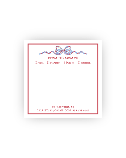 Red and Blue school notepad for moms