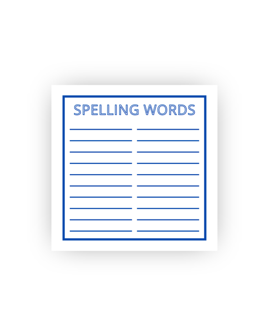 Blue Spelling Word practice notepad