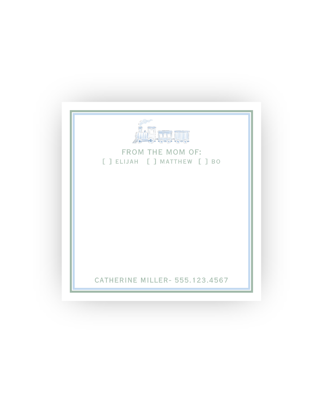 Train and Border communication notepad for mom