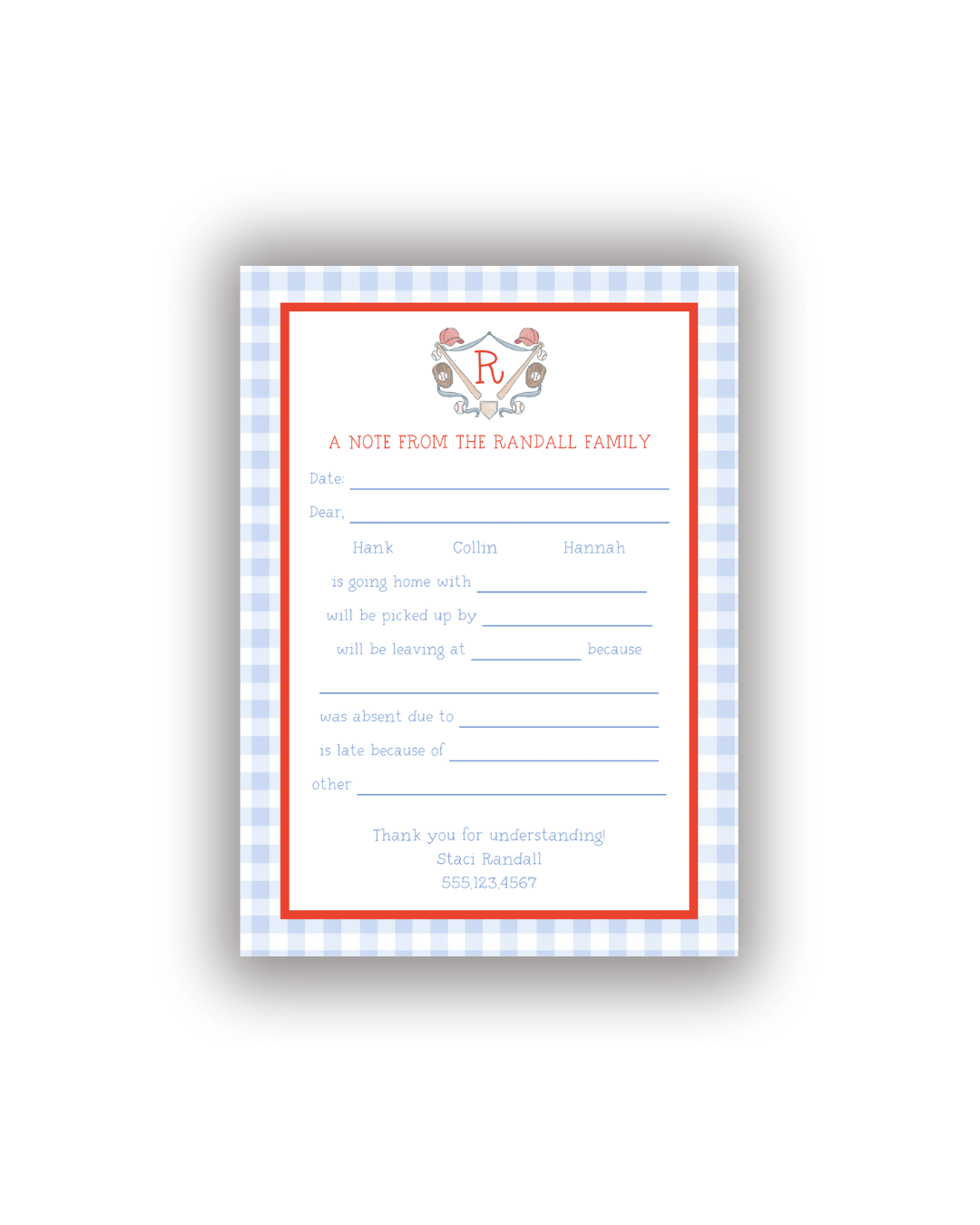 Baseball Crest Family Communication notepad