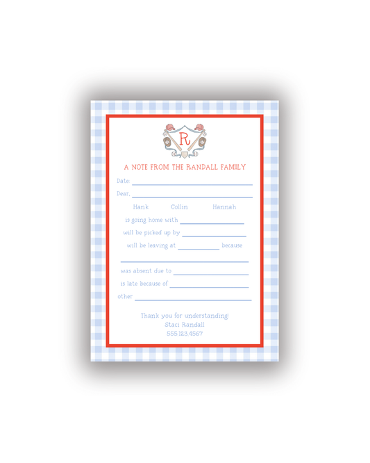 Baseball Crest Family Communication notepad