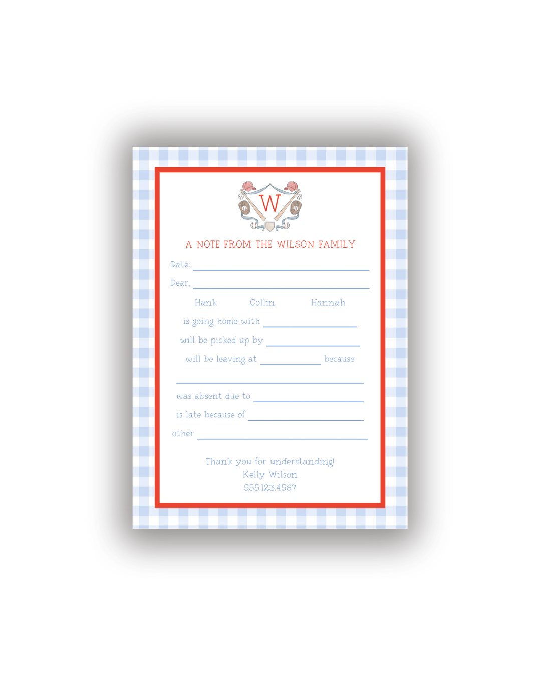 Baseball Crest Family Communication notepad