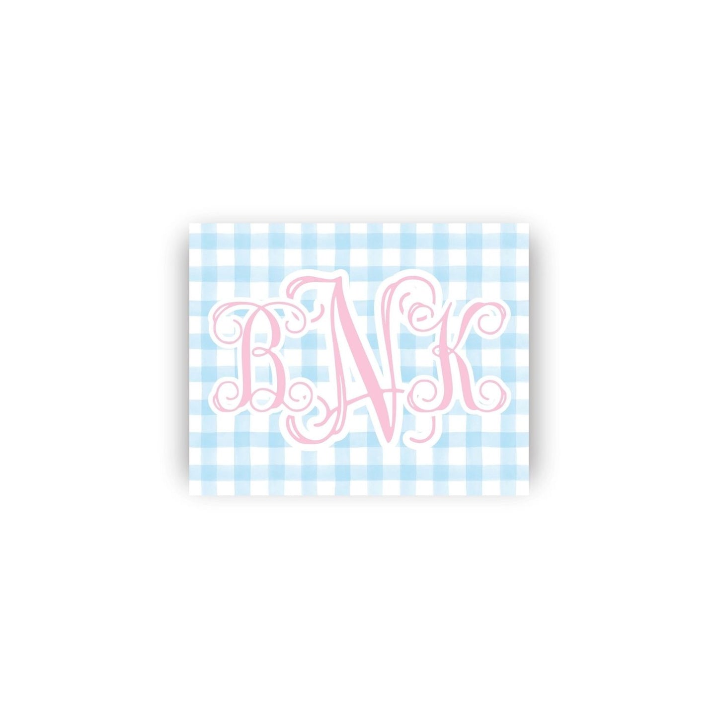 Feminine Gingham Rectangular Monogrammed Vinyl Stickers