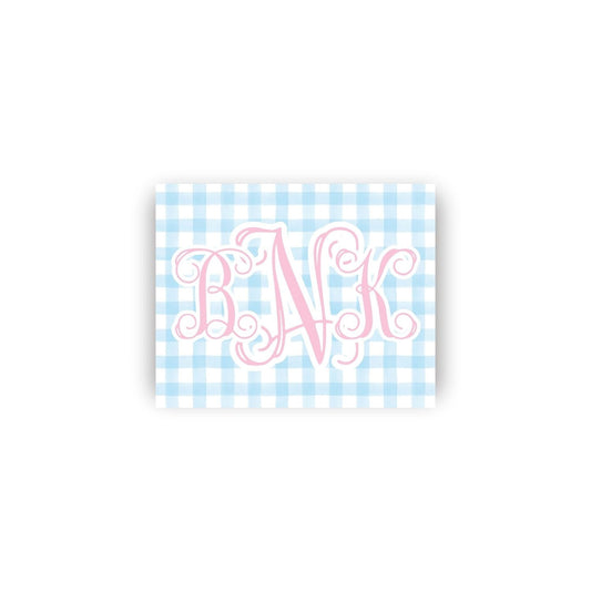 Feminine Gingham Rectangular Monogrammed Vinyl Stickers